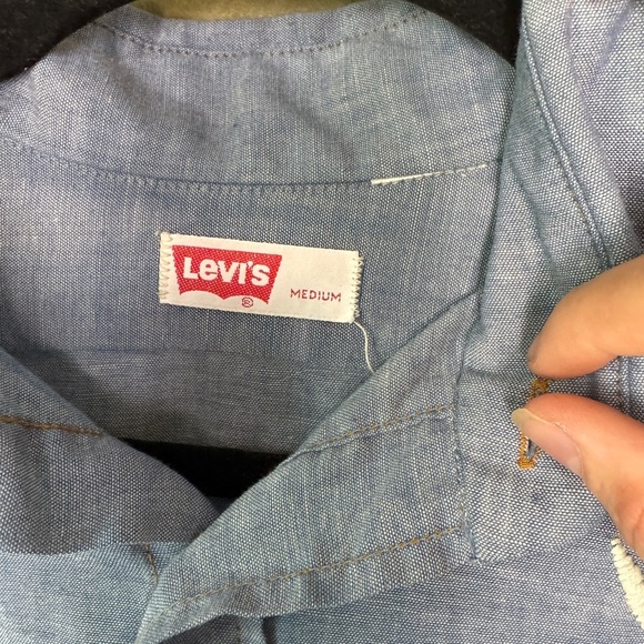 RARE VINTAGE 70s orange tab chambray hand embroidered Levi’s button down sz M - Picture 4 of 9